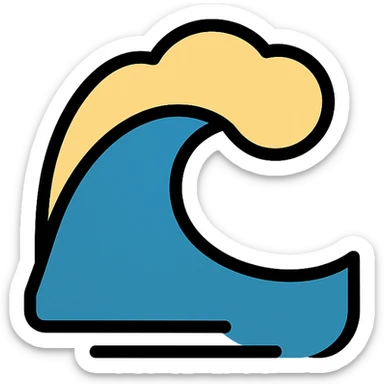 stylized sea wave with foamy crest, vector icon, smooth curves, clear silhouette sticker