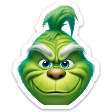 The grinch smirking mouth closed but he’s blue sticker
