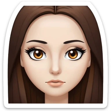 pretty long hair straight brown hair white skin baddie with black eyeliner and brown eyes sticker