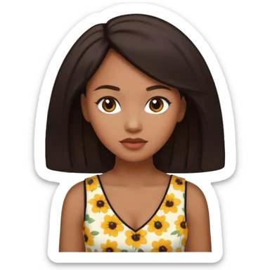 Light skinned black woman with bbl and dark brow hair sticker