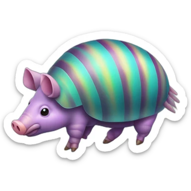 Iridescent spotted striped cyan purple gradient pig armadillo cow centipede insect sticker