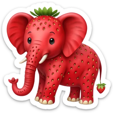 Un elefante con cuerpo de fresa sticker