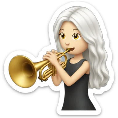 A long white hair girl playing the trumpet sticker