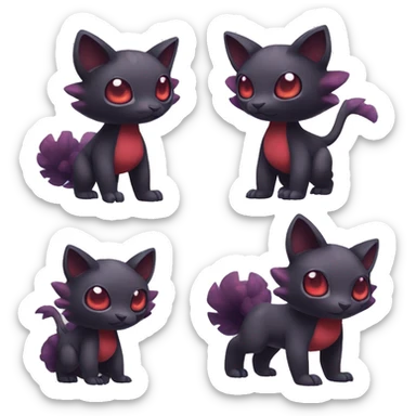 Cute cool dark black red purple animal hybrid Fakemon full body sticker