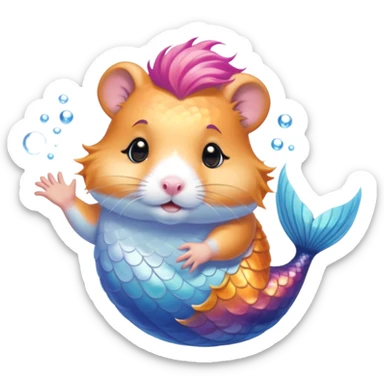 mermaid hamster sticker