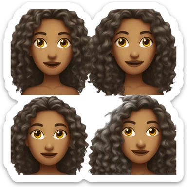 Realistic Brazilian young pretty women with a long curly hair  sticker