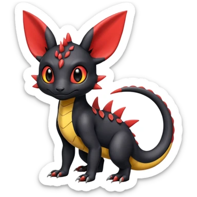Cute Exotic Colorful Guilmon-Salandit-Umbreon-Fakémon-hybrid-creature (full body)  sticker