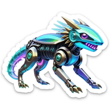 Epic legendary rare glowing mechanical Shiny sparkly transparent bioluminescent luminescent vibrant bright pastel dark exotic iridescent colorful gradients futuristic modern metallic glossy glittery fantasy-cyber-Fakémon-Vernid-creature sticker