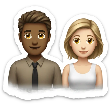 White young couple male has darker hair than female both have brown hair  sticker