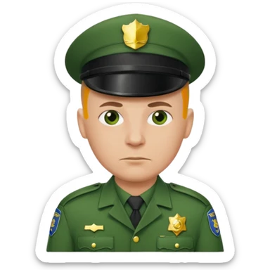 green uniform police bald no cap  sticker