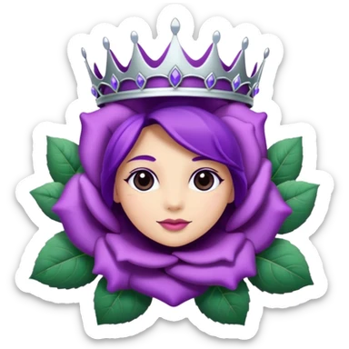 Purple rose with silver tiara and a purple emblem leaf wreath sticker