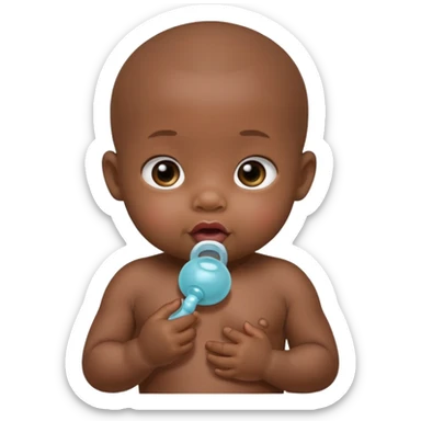 Black baby using pacifier blushing sticker
