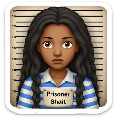 prisoner long haired black woman mug shot sticker