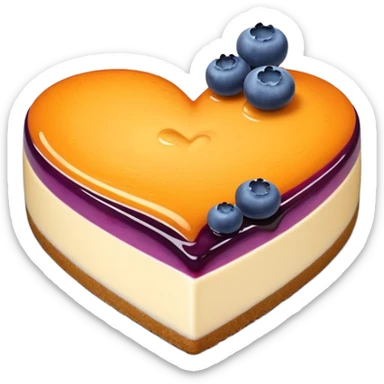 An orange heart with blueberry cheesecake  sticker