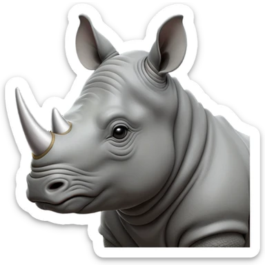 cinematic-noble-rhinoceros-portrait-emoji,-poised,-with-a-massive,-powerful-build-and-a-thick,-hide-of-slate-gray,-deep-set-soulful-piercing-eyes,-simplified-yet-sharp-and-sophisticated-features,-highly-detailed, with large black eyes, szoomed out showing houlders sticker