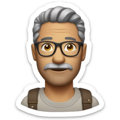 Middle aged hipster no hat sticker