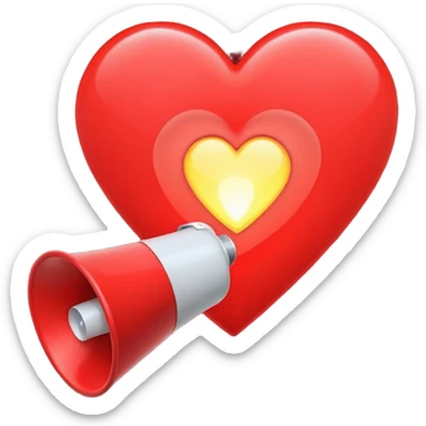 megaphone with a glowing heart coming out sticker