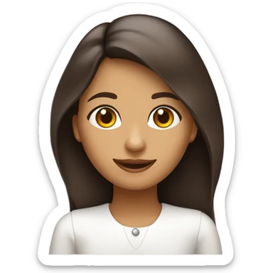 chica de rulos largos color café oscuro y piel blanca y ojos color pardo feliz sticker