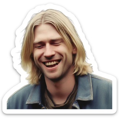 kurt cobain laughing out loud sticker