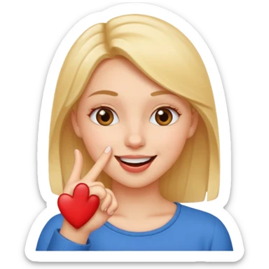 Fille amoureuse qui avec le bout de l'ongle de son index touche sa bouche sticker