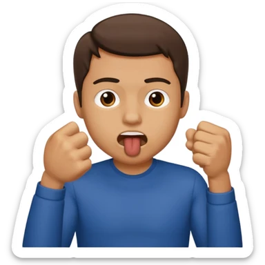 Man putting his fist in his mouth sticker