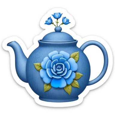 Teapot with denim flowers  sticker