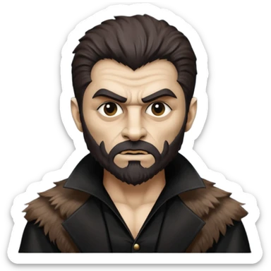 The Wolf Man from Universal Monsters with dark brown fur, black silk outfit, tan skin  sticker