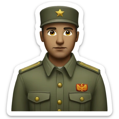 realistic ussr soldier serious with military takes sticker