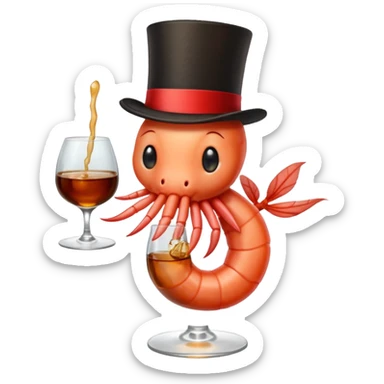 A SHRIMP DRINKING BOURBON, CLASSY sticker