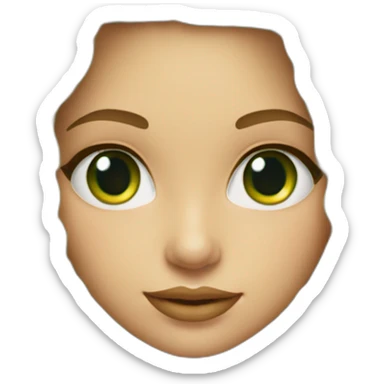 Chica rubia pelo rizado largo y flequillo, ojos verdes con ropa verde + pc sticker