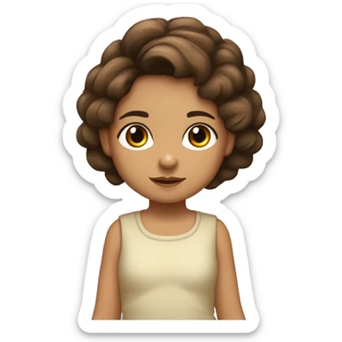 niña morena con el pelo castaño media melena alegre y ojos pequeños sticker