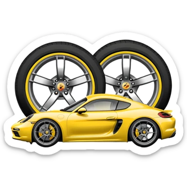 Matte White colored exterior 2024 Porsche 718 Cayman GTS 4.0 with yellow ceramic brake calipers and dark silver anthracite rims sticker