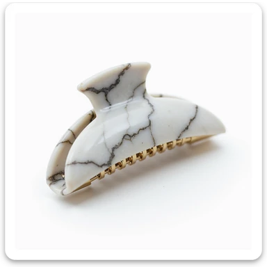 realistic hairclip made of marble material, photorealistic, isolated, no hair, neutral background sticker