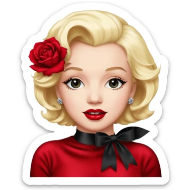 Marilyn Monroe rose with a black velvet ribbon sticker