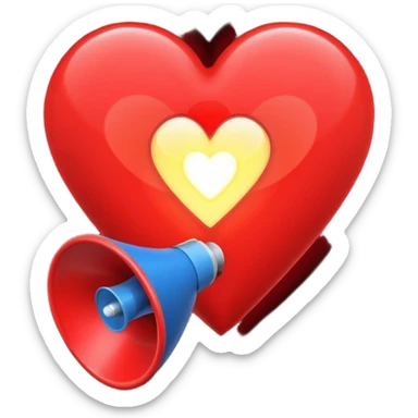 megaphone with a glowing heart coming out sticker