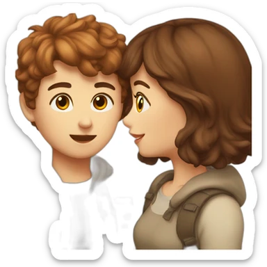 a auburn short haired boy kissing brown haired girl kissed sticker