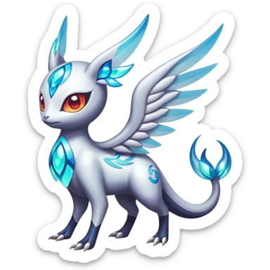 Angelic Divine Bioluminescent Translucent Luminescent Diaphanous Shiny Colorful Meloetta-Latias-Koraidon-Peppercat-Wargreymon-Protogen-Fakémon-fusion-hybrid-creature sticker