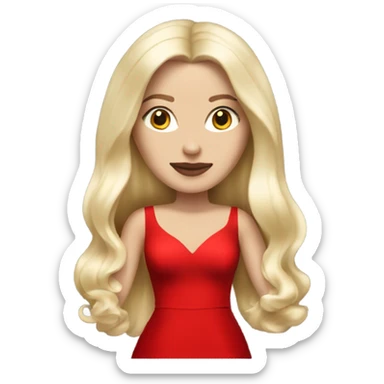 white blonde woman in red dress and high heels long hair Louboutin heels sticker