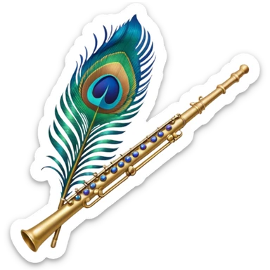 Peacock feather with a flute sticker