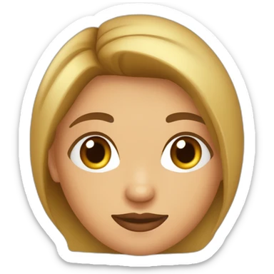 Mujer joven castaña ojos marrones labios gruesos nariz pequeña media melena sticker