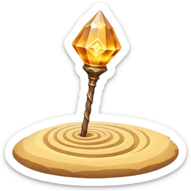 desert sand mage staff object icon, ancient wooden staff, swirling sand crystal on top, glowing golden aura, small floating sand particles, fantasy desert style, 3D cartoon, mobile game icon style, centered, clean background, soft shadow, no text, no watermark
 sticker