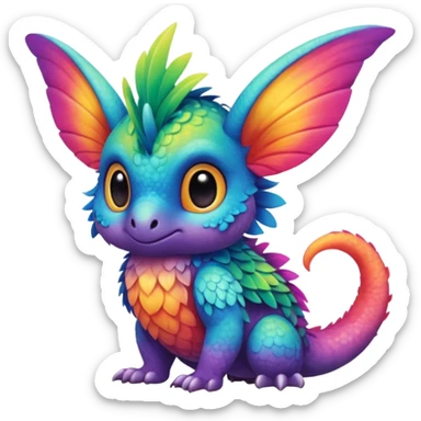 P moe cute randomly colored tropical gradients-colored fuzzy realistic Randomly-faerie-drake exotic Fakémon-creature sticker