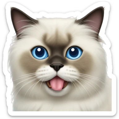 Himalayan cat, tongue sticking out mouth, blue eyes sticker