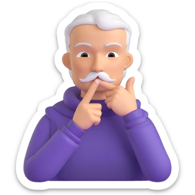 character with finger on lips making shush gesture, pointing at jaw, pressing cheekbones sticker