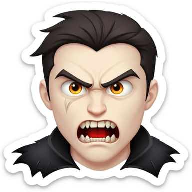 young angry man in profile view with fangs sticker