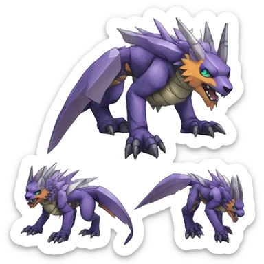  Cool Edgy Digimon-Fakemon-Garurumon-Loogamon with edgy markings full body sticker