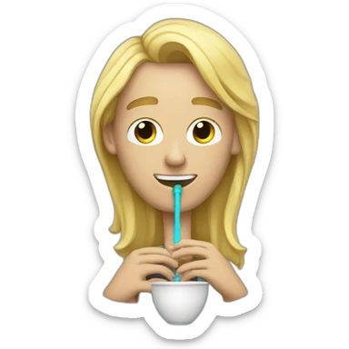 Blonde guy with middle Long hair Smoking hookah sticker