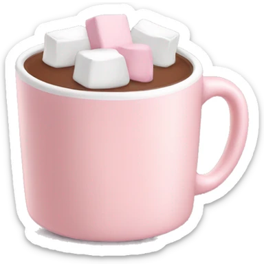 Light Pink mug of hot chocolate with marshmallows  sticker