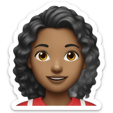 A girl wearing Jordan chose with a wavy black hair sticker