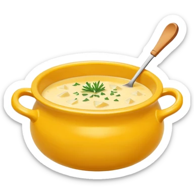 cheese soup with garlic, in yellow bowl sticker